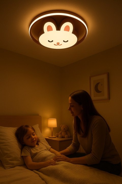 Lampa LED sufitowa plafon do pokoju dziecięcego ściemniana + pilot króliczek