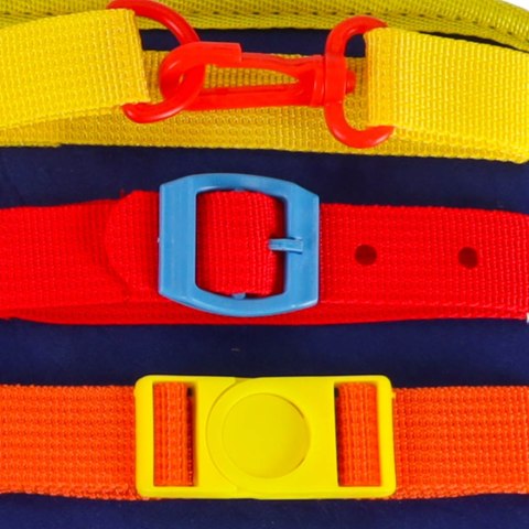 Tablica manipulacyjna sensoryczna montessori walizka plecak niebieska