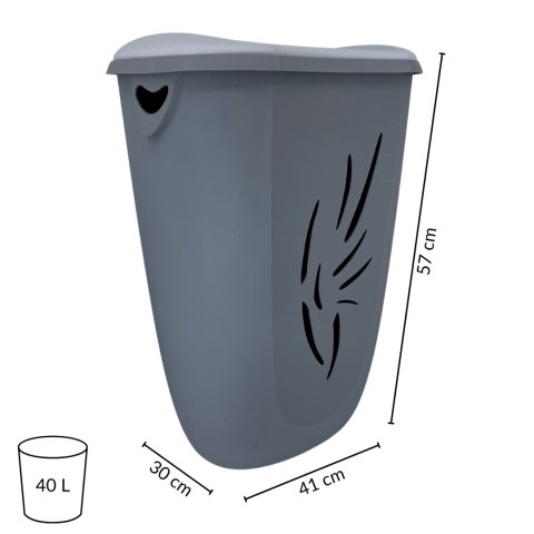Kosz na pranie 40L Flora, Szary