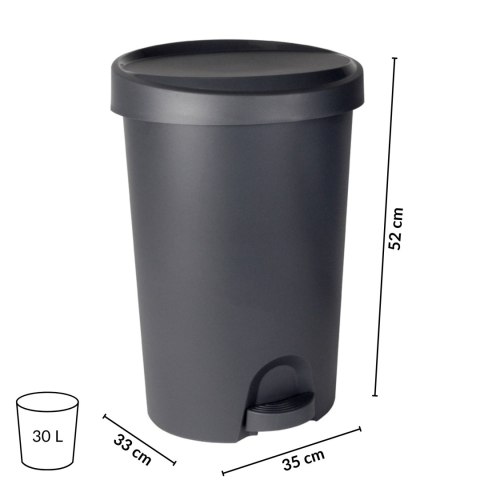 Kosz wewnętrzny, do łazienki, kuchni, z pedałem 27-30L, grafitowy