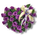 STROIK NA POMNIK SERCE KOMPOZYCJA KWIATOWA FIOLETOWE RÓŻE NA GRÓB