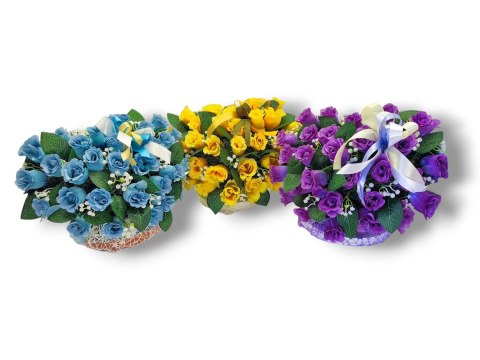 STROIK NA POMNIK SERCE KOMPOZYCJA KWIATOWA FIOLETOWE RÓŻE NA GRÓB