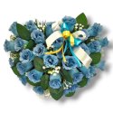 STROIK NA POMNIK SERCE KOMPOZYCJA KWIATOWA NIEBIESKIE RÓŻE SERDUSZKO NA GRÓB