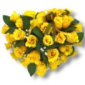 STROIK NA POMNIK SERCE KOMPOZYCJA KWIATOWA ZÓŁTE RÓŻE NA GRÓB