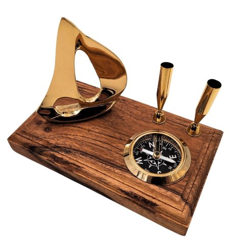 Elegancki Zestaw na Biurko - Jacht i Kompas - Elegancki Upominek Marynistyczny - BCPH103