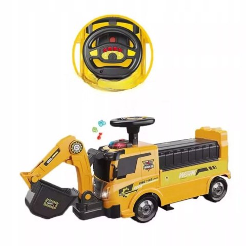 Jeździk 2w1 koparka + 4 autka rozkładany dźwig dźwięk ruchoma łyżka ZH922