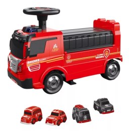 Jeździk 2w1 straż pożarna + 4 autka rozkładany parking dźwig dźwięk ZH914