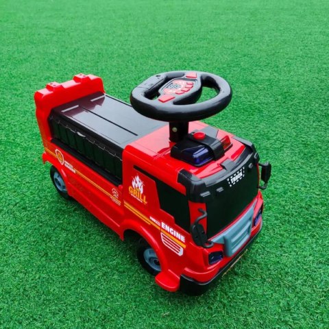 Jeździk 2w1 straż pożarna + 4 autka rozkładany parking dźwig dźwięk ZH914