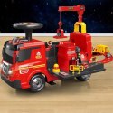 Jeździk 2w1 straż pożarna + 4 autka rozkładany parking dźwig dźwięk ZH914