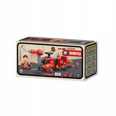 Jeździk 2w1 straż pożarna autka parking dźwig dźwięk pistolet na wodę ZH921