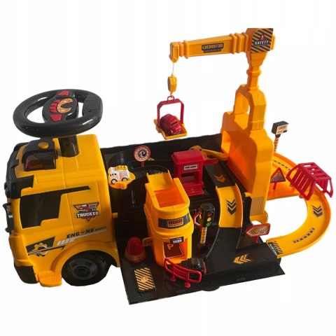 Jeździk 2w1pojazd budowlany + 4 autka rozkładany parking dźwig dźwięk ZH913