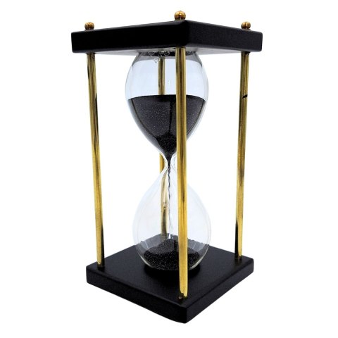 Klepsydra Mosiężno-Drewniana 5 minut - Czarny Piasek - Elegancka Dekoracja Retro - STRS153/6
