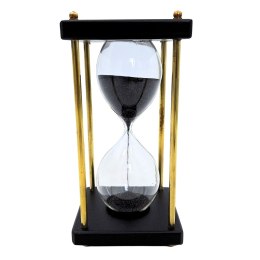 Klepsydra Mosiężno-Drewniana 5 minut - Czarny Piasek - Elegancka Dekoracja Retro - STRS153/6