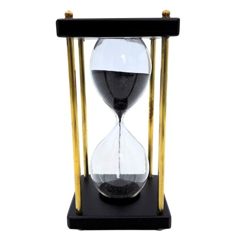 Klepsydra Mosiężno-Drewniana 5 minut - Czarny Piasek - Elegancka Dekoracja Retro - STRS153/6
