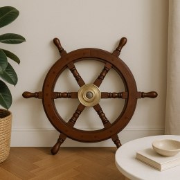 Koło Sterowe Drewniane - 45 cm - Dekoracja Marynistyczna Retro - NC1402A