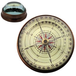 Kompas soczewkowy - mosiądz i szkło - NC2119