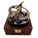 Mosiężny Kompas Zegar Słoneczny Busola w Pudełku Drewnianym - NC103185