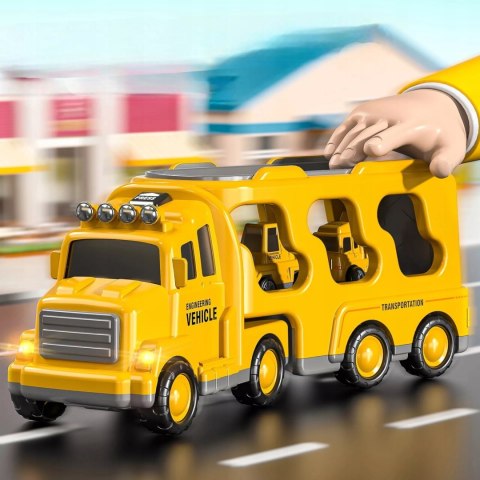 Zestaw laweta transportowa autka budowlane koparka dźwięk światło SX700-10