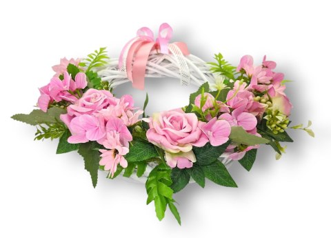 WIANEK KWIATOWY STROIK WIKLINOWY NA DRZWI WIOSENNY LETNI SZTUCZNE KWIATY