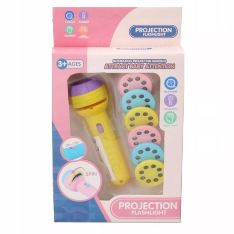 Projektor mini ręczny latarka 2w1 żółty dla dzieci 7606Z