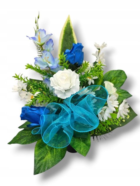 Stroik bukiet na cmentarz kwiaty sztuczne na grób kompozycja kwiatowa