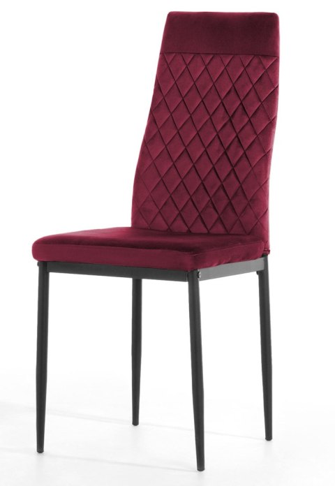 Krzesło tapicerowane zestaw 4x VALVA CARO VELVET BURGUNDY
