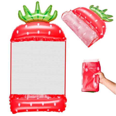 Materac dmuchany plażowy hamak wodny leżak fotel krzesło do pływania basenu truskawka