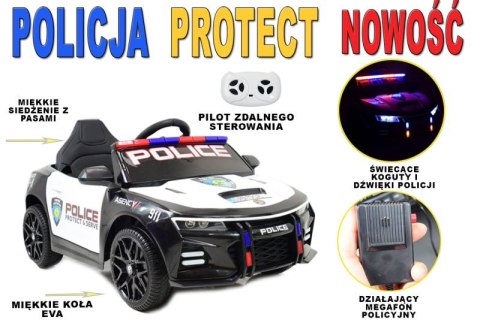 SAMOCHÓD POLICYJNY PROTECT NA AKUMULATOR, MEGAFON, KOGUTY, JAKOSĆ/XMX-629
