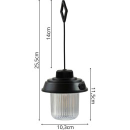 LATARKA LAMPA CAMPING USB 3 RODZAJE ŚWIATŁA REDCLIFFS CZARNY