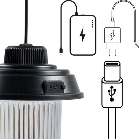 LATARKA LAMPA CAMPING USB 3 RODZAJE ŚWIATŁA REDCLIFFS CZARNY