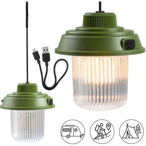 LATARKA LAMPA CAMPING USB 3 RODZAJE ŚWIATŁA KHAKY REDCLIFFS