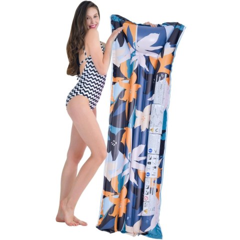 MATERAC DMUCHANY KWIATY 174x59x18CM NIEBIESKI 33258