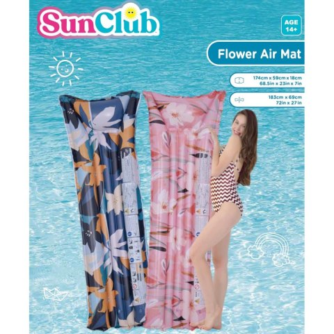 MATERAC DMUCHANY KWIATY 174x59x18CM NIEBIESKI 33258