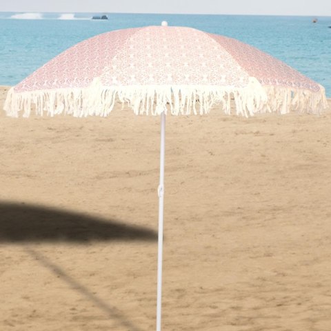 PARASOL PLAŻOWO OGRODOWY Z FRĘDZLAMI 174CM CZERWONY
