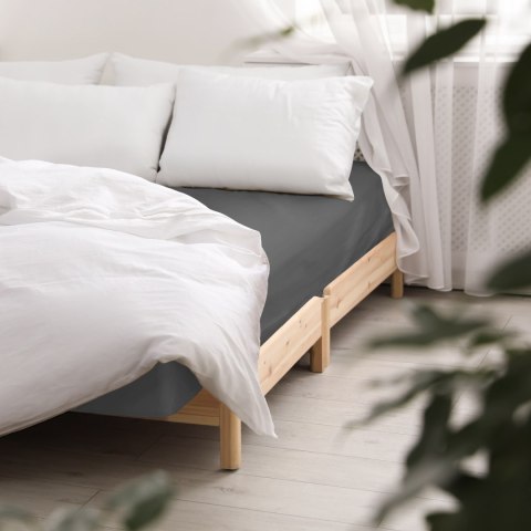 Prześcieradło satyna bawełniana j.szary 037/200x220