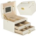 Szkatułka kuferek na biżuterię z szufladami biała