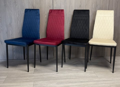 Krzesło tapicerowane zestaw 4x VALVA CARO VELVET BLUE