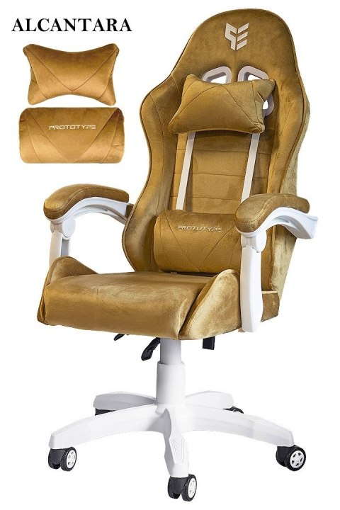 Fotel obrotowy gamingowy ENZO XL BEIGE ALCANTARA ICE