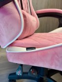 Fotel obrotowy gamingowy XL POKER PRO PINK + WHITE ALCANTARA