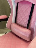 Fotel obrotowy gamingowy XL POKER PRO PINK + WHITE ALCANTARA
