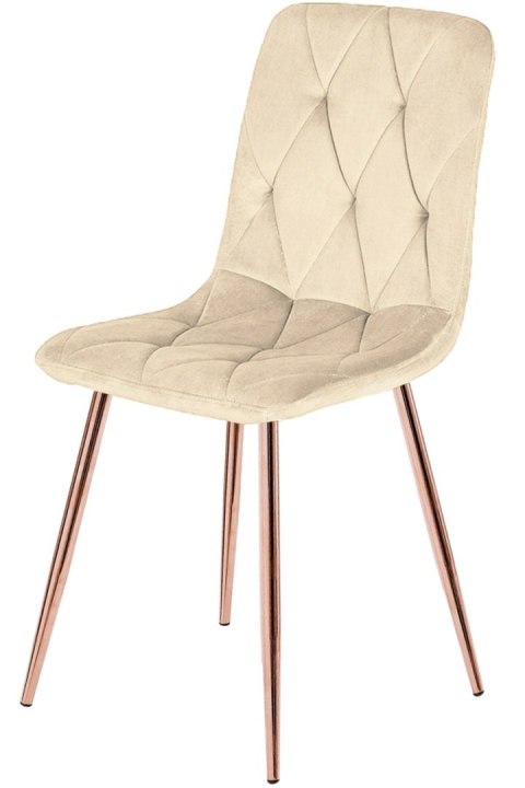 Krzesło tapicerowane BORGO VELVET BEIGE ROSE GOLD
