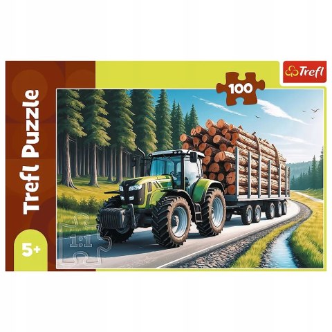 Puzzle Trefl 100 elementów Ciągnik leśny 16493
