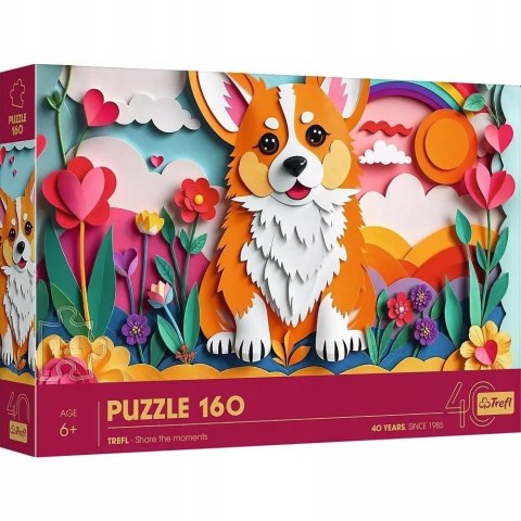 Puzzle z efektem 3D 160 el. 40-lecie Piesek Corgi Trefl 40050