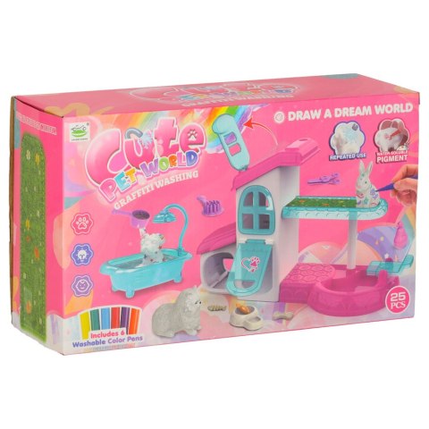 SPA dla zwierząt domek malowanie kąpanie zwierząt mazaki zmywalne akcesoria 26 elementów