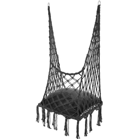 HAMAK AŻUROWY FOTEL WISZĄCY 60x60x120CM Z PODUSZKĄ CIEMNO SZARY