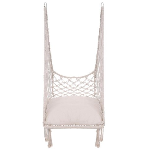 HAMAK AŻUROWY FOTEL WISZĄCY 60x60x120CM Z PODUSZKĄ ECRU