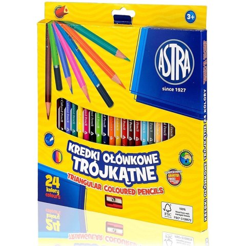 Kredki ołówkowe Astra trójkątne 24 kolory