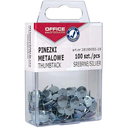Pinezki metalowe OFFICE PRODUCTS, w pudełku, 100sz