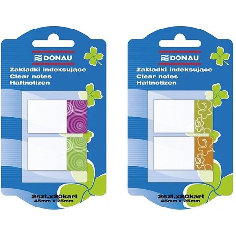 Zakładki indeksujące DONAU, PP, 25x45mm, 2x20 kart