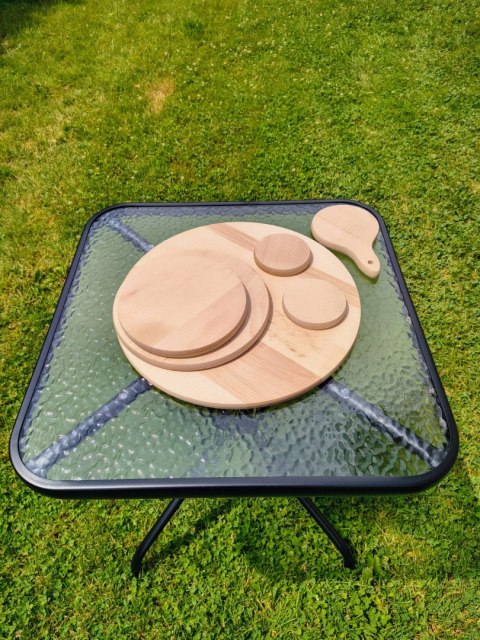 Deska do krojenia drewniana okrągła 40 cm | Deska do serwowania pizzy